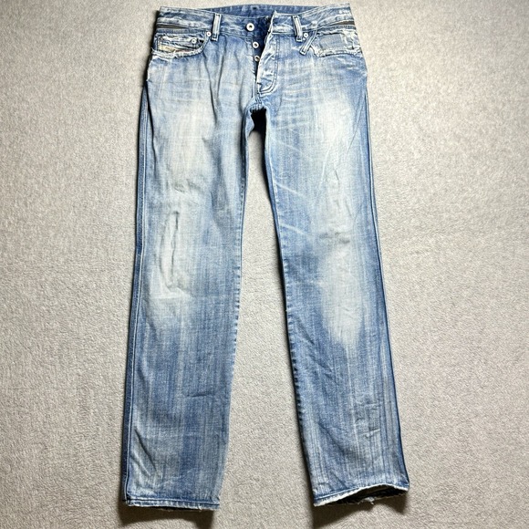 Diesel Other - Diesel Jeans Men 31x34 Reslim Slim Straight Light Wash Whiskered Y2K Italy 00796